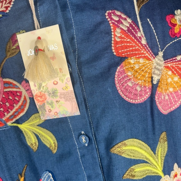 Johnny Was Butterfly Janie European Linen Shirt in Morning Glory NWT - Picture 8 of 11